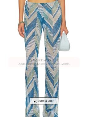 DEVON WINDSOR Blue and Green Chevron Knit Wide-Leg Pants